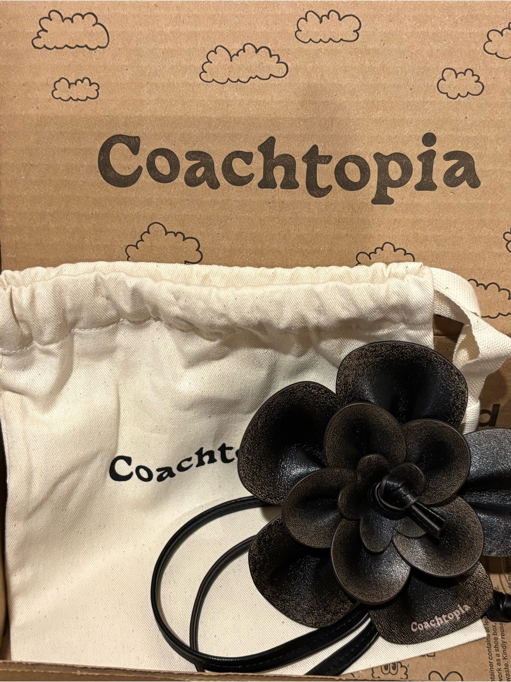 Coach Coachtopia Rose Bag Charm in Upcrafted Leather | Black/Brown CDV12